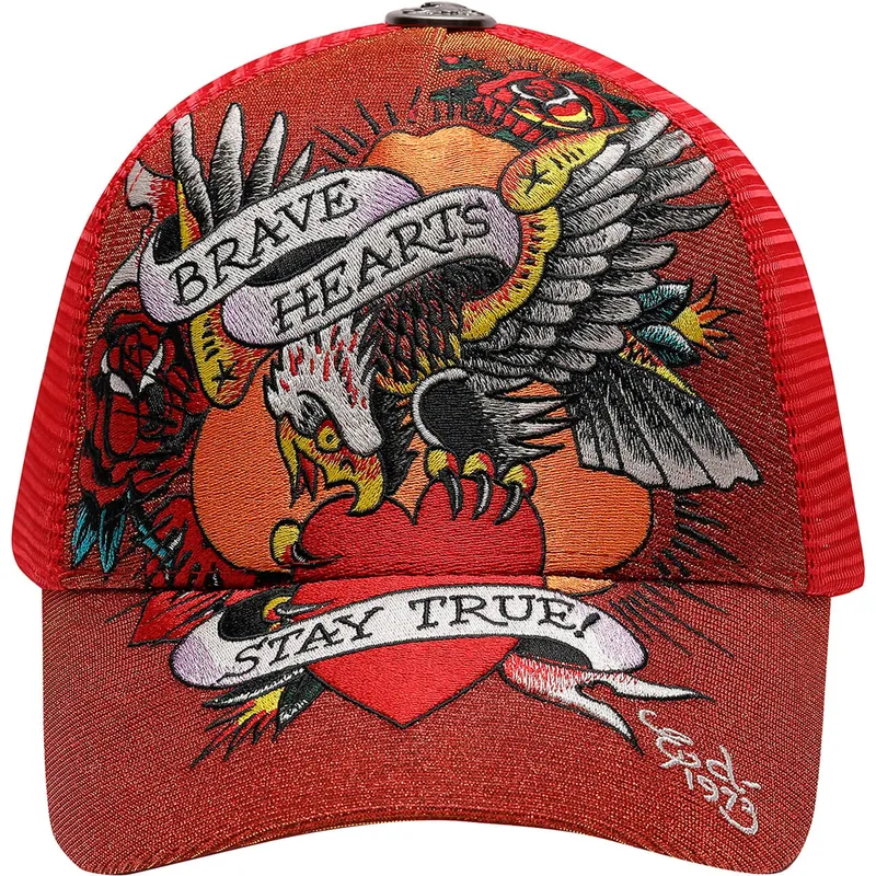 shapka-izvita-traker-chervena-snapbek-brave-hearts-ot-ed-hardy
