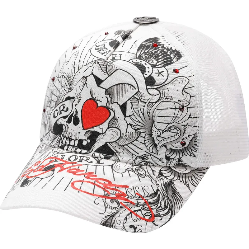 shapka-izvita-traker-byala-snapbek-death-or-glory-ot-ed-hardy