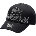 justerbar-sort-buet-kasket-flaming-skull-fra-ed-hardy