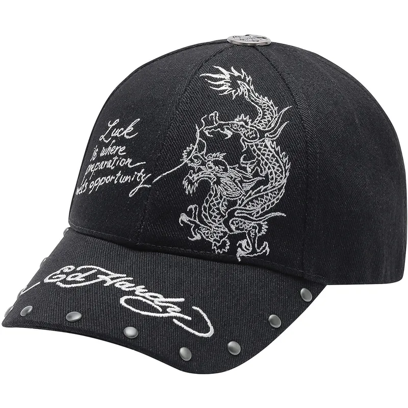 justerbar-sort-buet-kasket-lucky-dragon-fra-ed-hardy