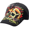 sort-justerbar-kasket-med-krum-skygge-skull-chopper-fra-ed-hardy