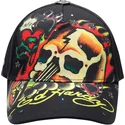 sort-justerbar-kasket-med-buet-skygge-skull-chopper-fra-ed-hardy