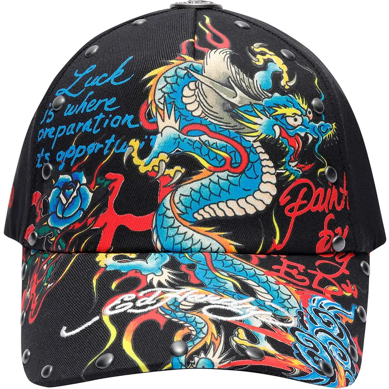 justerbar-sort-buet-kasket-blue-dragon-fra-ed-hardy