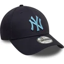 casquette-courbee-bleue-marine-ajustable-avec-logo-bleu-9forty-league-essential-new-york-yankees-mlb-new-era