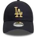 casquette-courbee-bleue-marine-ajustable-avec-logo-dore-9forty-metallic-los-angeles-dodgers-mlb-new-era