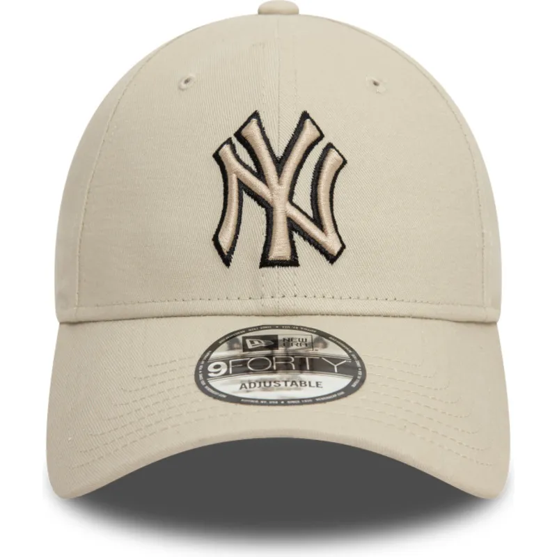 new-era-izvita-kozirka-cherno-logo-9forty-team-outline-new-york-yankees-mlb-bezhova-reguliruema-shapka