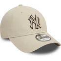 beige-verstellbare-curved-cap-mit-schwarzem-logo-9forty-team-outline-der-new-york-yankees-mlb-von-new-era