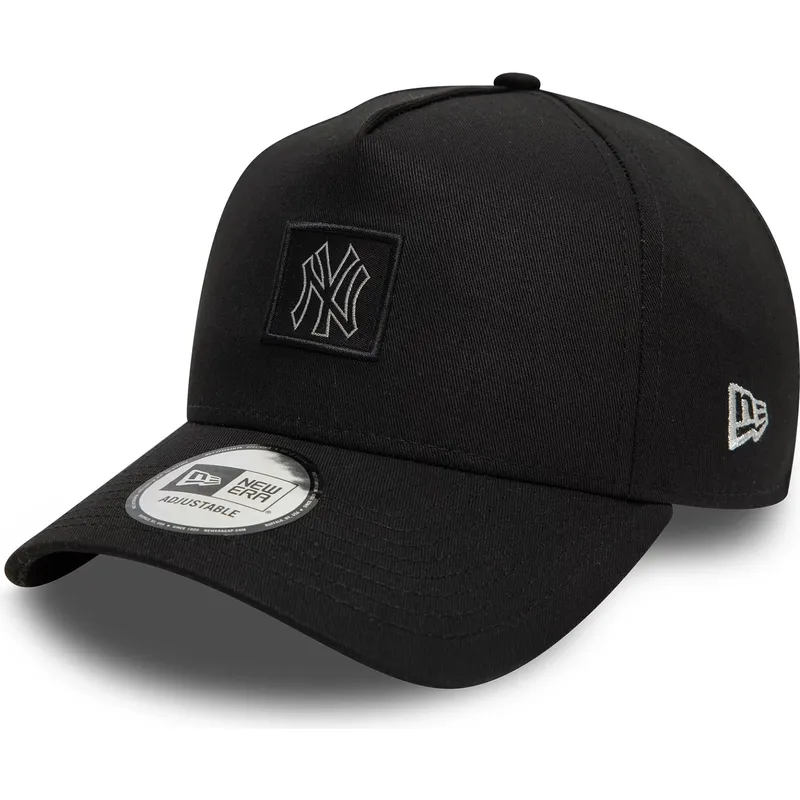 schwarze-gebogene-snapback-kappe-9forty-a-frame-metallic-patch-der-new-york-yankees-mlb-von-new-era