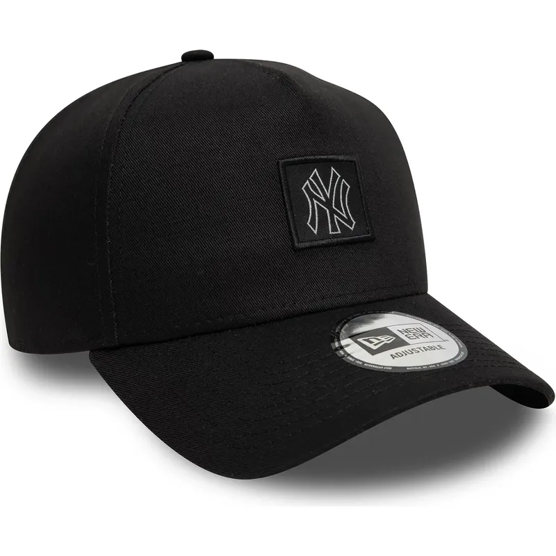 schwarze-gebogene-snapback-kappe-9forty-a-frame-metallic-patch-der-new-york-yankees-mlb-von-new-era