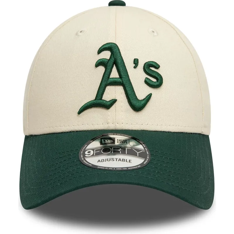new-era-curved-brim-9forty-colour-block-oakland-athletics-mlb-bezhova-i-zelena-reguliruema-shapka