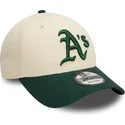beige-und-grune-verstellbare-curved-cap-9forty-colour-block-der-oakland-athletics-mlb-von-new-era
