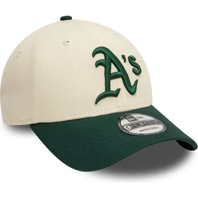 new-era-curved-brim-9forty-colour-block-oakland-athletics-mlb-bezhova-i-zelena-reguliruema-shapka