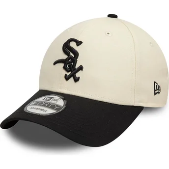 Casquette courbée beige et noire ajustable 9FORTY Colour Block Chicago White Sox MLB New Era