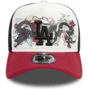 weisse-schwarze-und-rote-9forty-a-frame-graphic-trucker-cap-der-los-angeles-dodgers-mlb-dragon-von-new-era