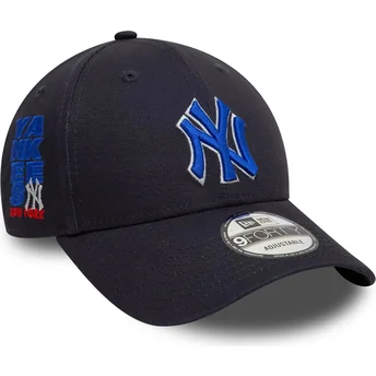 Casquette courbée bleue marine ajustable avec logo bleu 9FORTY Side Patch New York Yankees MLB New Era