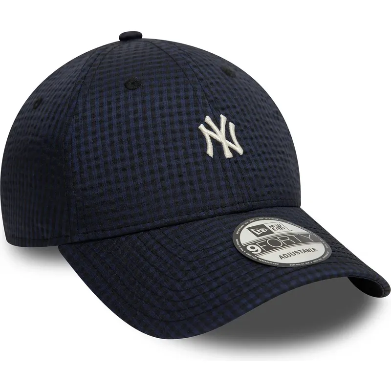 marinebla-justerbar-9forty-seersucker-kasket-fra-new-york-yankees-mlb-fra-new-era