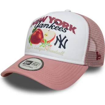 Casquette trucker blanche et rose 9FORTY A Frame Fruit Graphic New York Yankees MLB New Era