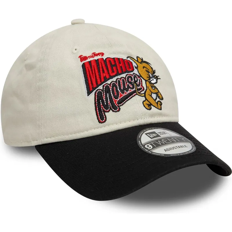 beige-und-schwarze-verstellbare-curved-cap-9twenty-jerry-looney-tunes-von-new-era