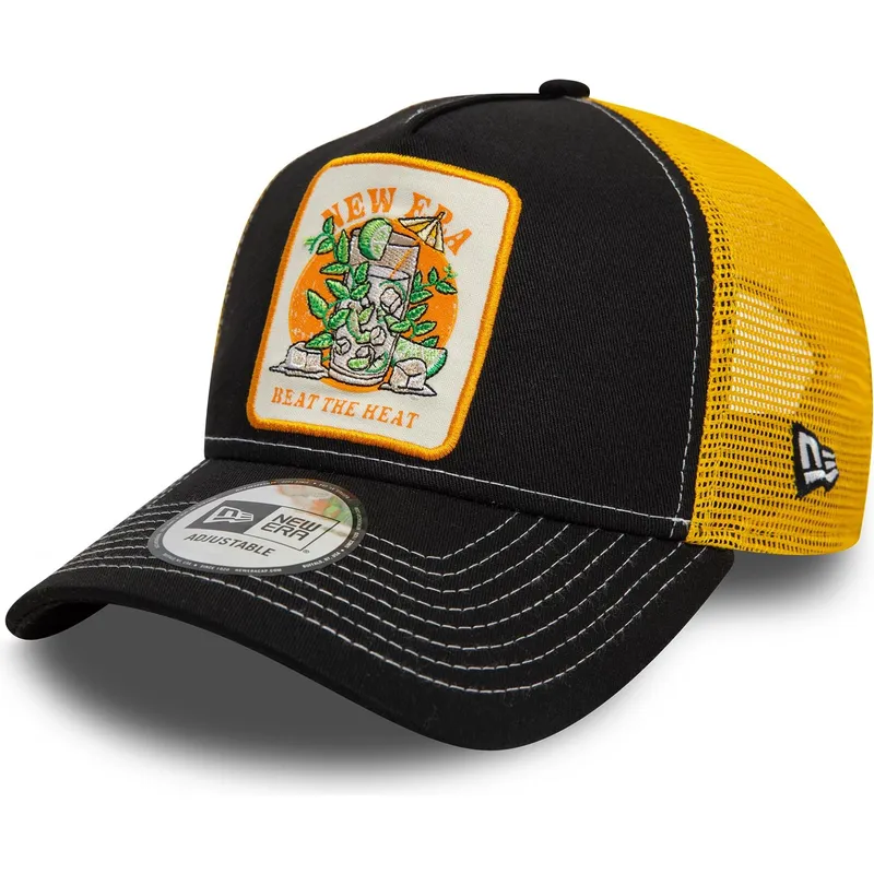 sort-og-gul-9forty-a-frame-summer-patch-trucker-kasket-fra-beat-the-heat-fra-new-era