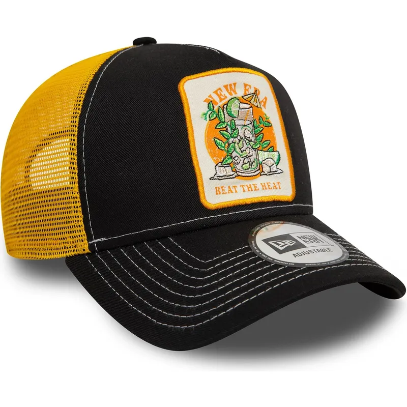 sort-og-gul-9forty-a-frame-summer-patch-trucker-kasket-fra-beat-the-heat-fra-new-era
