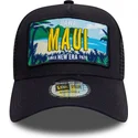 casquette-trucker-bleue-marine-9forty-a-frame-license-plate-maui-villes-et-plages-new-era