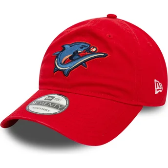 Шапка извита червена регулируем 9TWENTY на Clearwater Threshers MiLB от New Era