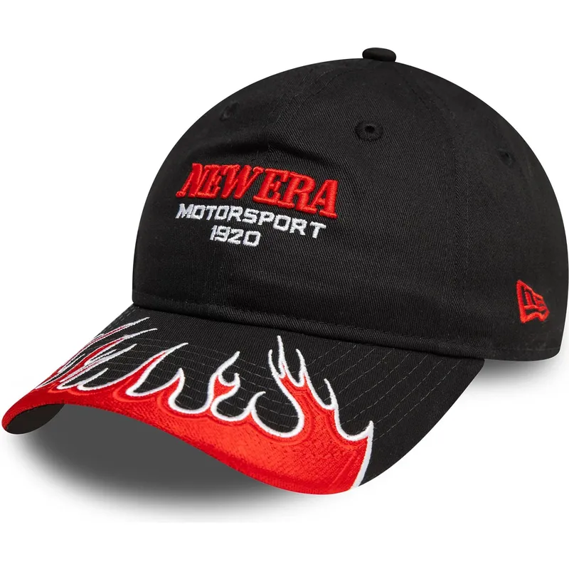 justerbar-sort-kvindekasket-med-buet-skygge-9twenty-flame-visor-fra-new-era