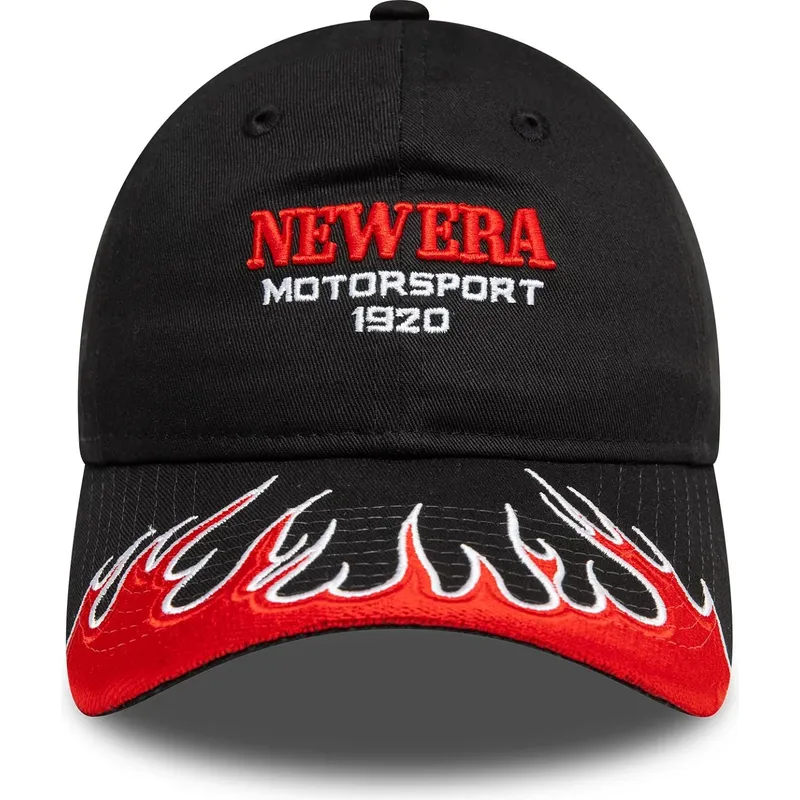 justerbar-sort-kvindekasket-med-buet-skygge-9twenty-flame-visor-fra-new-era