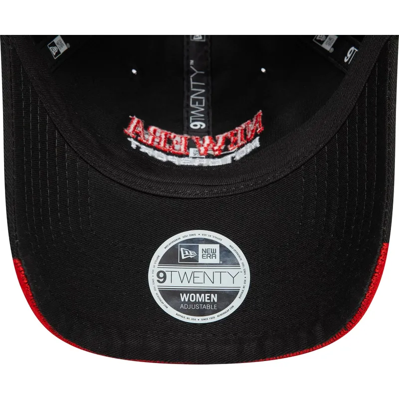 justerbar-sort-kvindekasket-med-buet-skygge-9twenty-flame-visor-fra-new-era