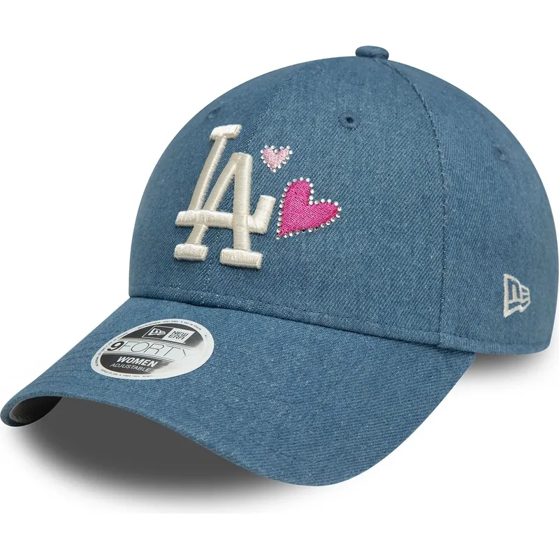 shapka-izvita-sinya-reguliruem-9forty-denim-icon-heart-na-los-angeles-dodgers-mlb-ot-new-era
