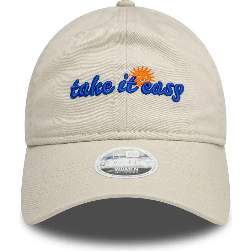 buet-beige-justerbar-kasket-til-kvinder-9twenty-take-it-easy-fra-new-era