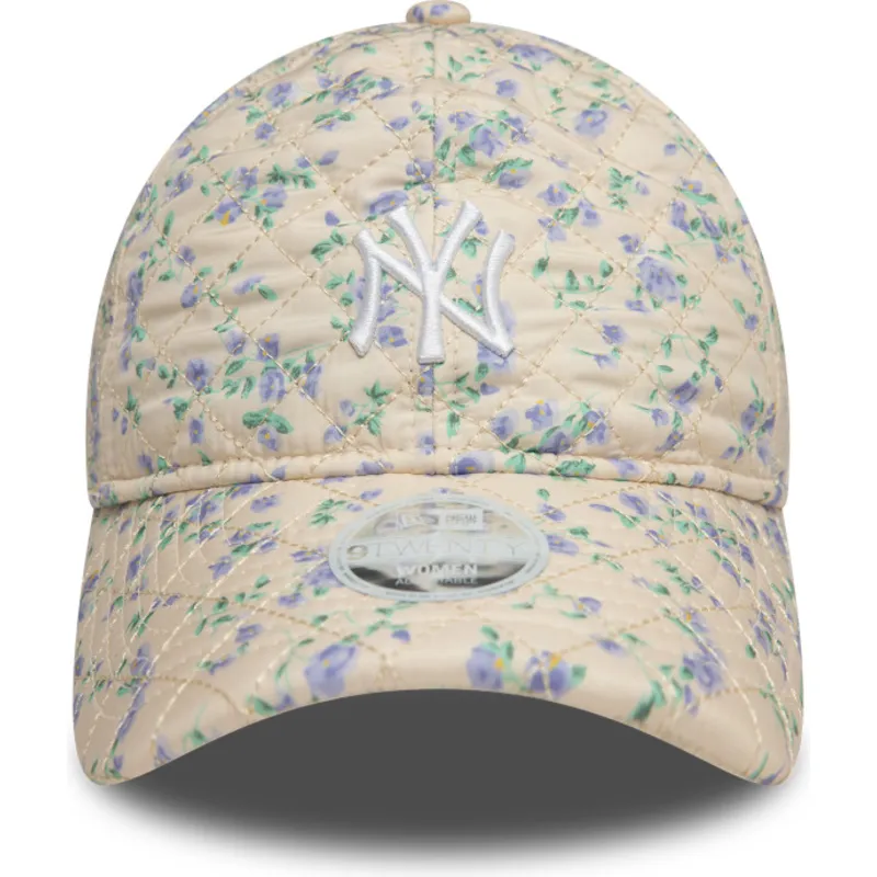 new-era-new-york-yankees-mlb-9twenty-floral-quilt-justerbar-beige-buet-kasket-til-kvinder