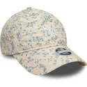 beige-verstellbare-curved-cap-fur-damen-9twenty-floral-quilt-der-new-york-yankees-mlb-von-new-era