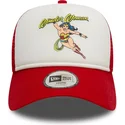 weisse-und-rote-trucker-kappe-fur-jungen-9forty-a-frame-wonder-woman-dc-comics-von-new-era