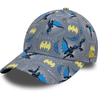 Шапка извита сив регулируема лента за деца para niño 9FORTY All Over Print на Batman DC Comics от New Era