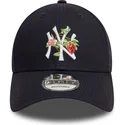 new-era-mlb-new-york-yankees-9forty-navy-blaue-kappe-mit-gebogenem-schirm-und-frucht-icon