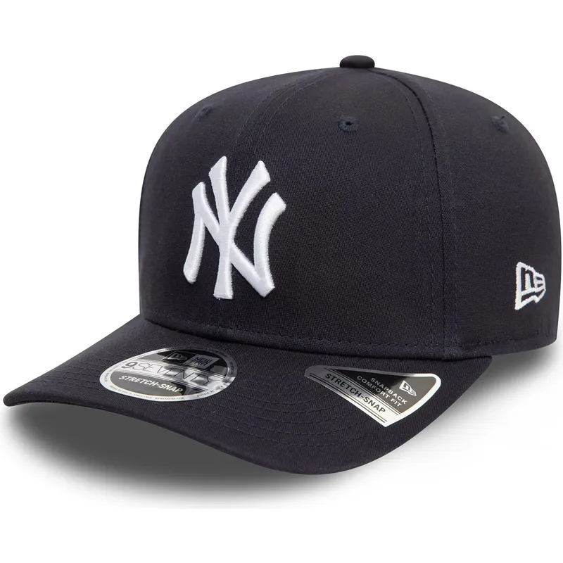 marineblaue-gebogene-snapback-kappe-9seventy-stretch-snap-der-new-york-yankees-mlb-von-new-era