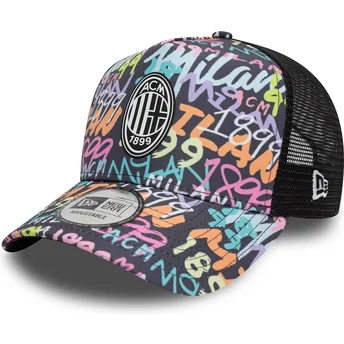 New Era 9FORTY A Frame Grafiti All Over Print AC Milan Serie A Multicolor Trucker Hat