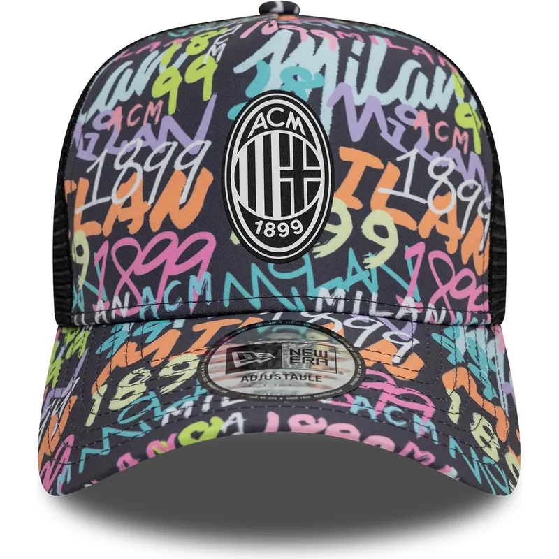 mehrfarbige-trucker-kappe-9forty-a-frame-grafiti-all-over-print-von-ac-milan-serie-a-von-new-era