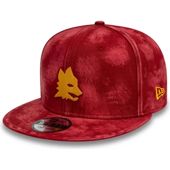 Rød flad snapback 9FIFTY Tie Dye kasket fra Associazione Sportiva Roma Serie A fra New Era
