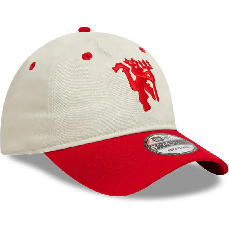 shapka-izvita-chervena-reguliruem-9twenty-contrast-visor-na-manchester-united-football-club-premier-league-ot-new-era