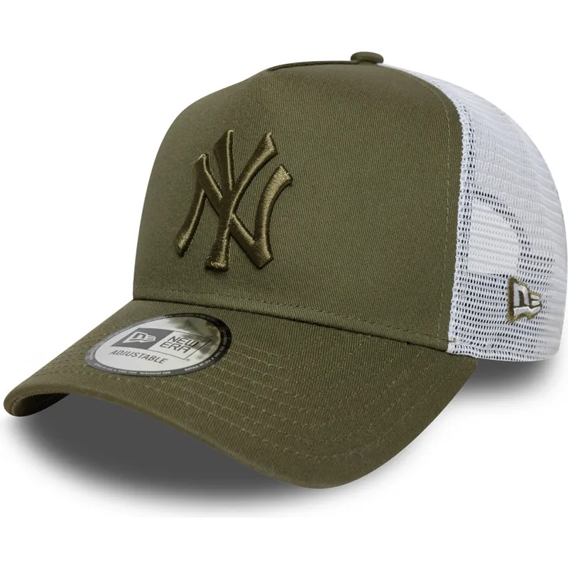 gron-og-hvid-trucker-cap-med-gront-logo-a-frame-league-essential-af-new-york-yankees-mlb-fra-new-era