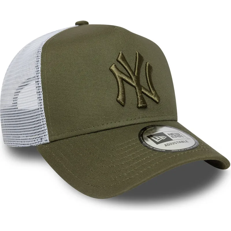 gron-og-hvid-trucker-kasket-med-gront-logo-a-frame-league-essential-fra-new-york-yankees-mlb-fra-new-era
