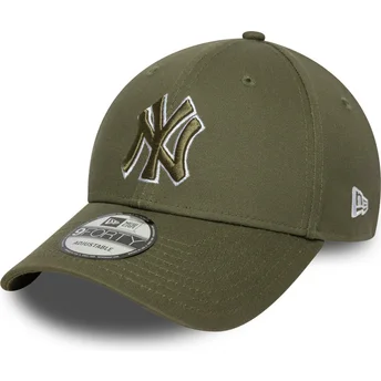 New Era Извита Козирка Зелено Лого 9FORTY Outline New York Yankees MLB Зелена Регулируема Шапка