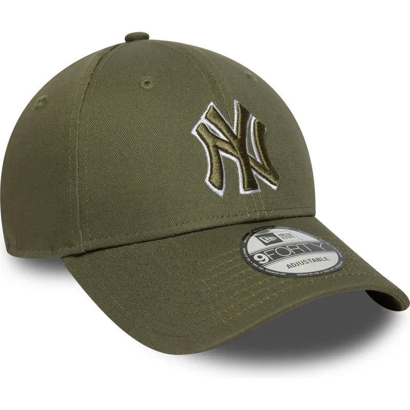 gron-justerbar-curved-kasket-med-gront-logo-9forty-outline-fra-new-york-yankees-mlb-fra-new-era