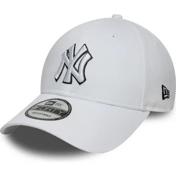 New Era Извита Периферия 9FORTY Outline New York Yankees MLB Бяла Регулируема Шапка