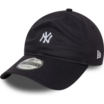 New Era 9TWENTY Verstellbare Dunkelblaue Kappe mit Gebogenem Schirm und Mini-Logo der New York Yankees MLB