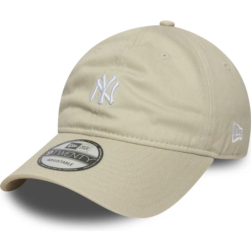 buet-beige-justerbar-kasket-9twenty-mini-logo-fra-new-york-yankees-mlb-fra-new-era