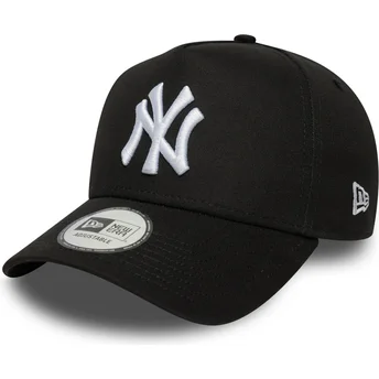 Schwarze Snapback-Kappe mit gebogenem Schirm E Frame League Essential der New York Yankees MLB von New Era