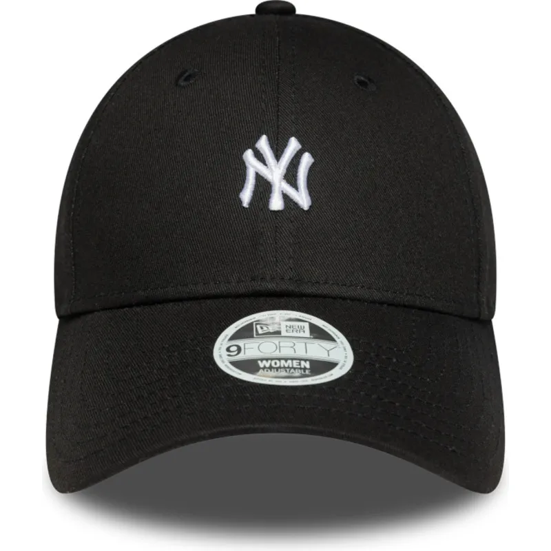 new-era-new-york-yankees-mlb-9forty-mini-logo-justerbar-sort-kvindekasket-med-buet-skygge